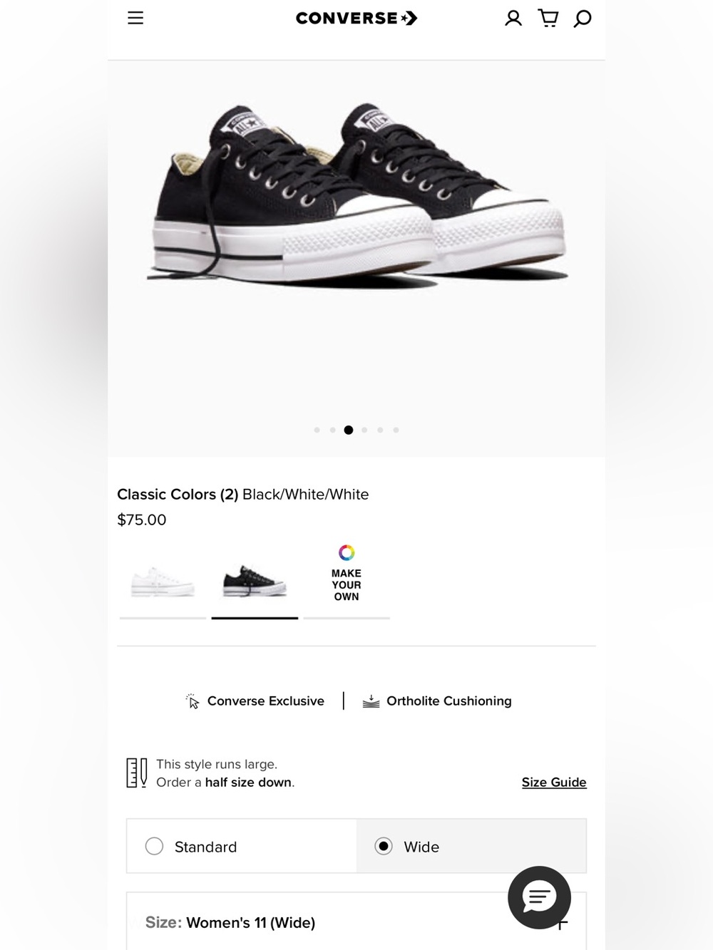 Converse Black & White Low-Top platform Canvas Sneakers